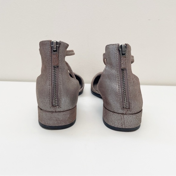 Eileen Fisher Lyton Suede Ankle Strap Flat size 7 Womens metallic wedding office - Picture 11 of 13